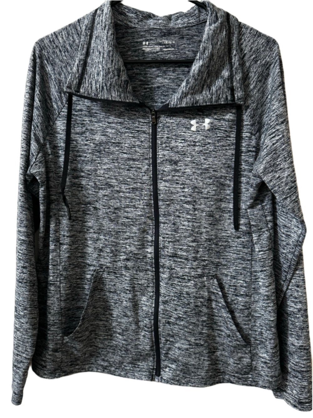 Women's Under Armour HeatGear Full Zip Hoodie Grey Black Size L